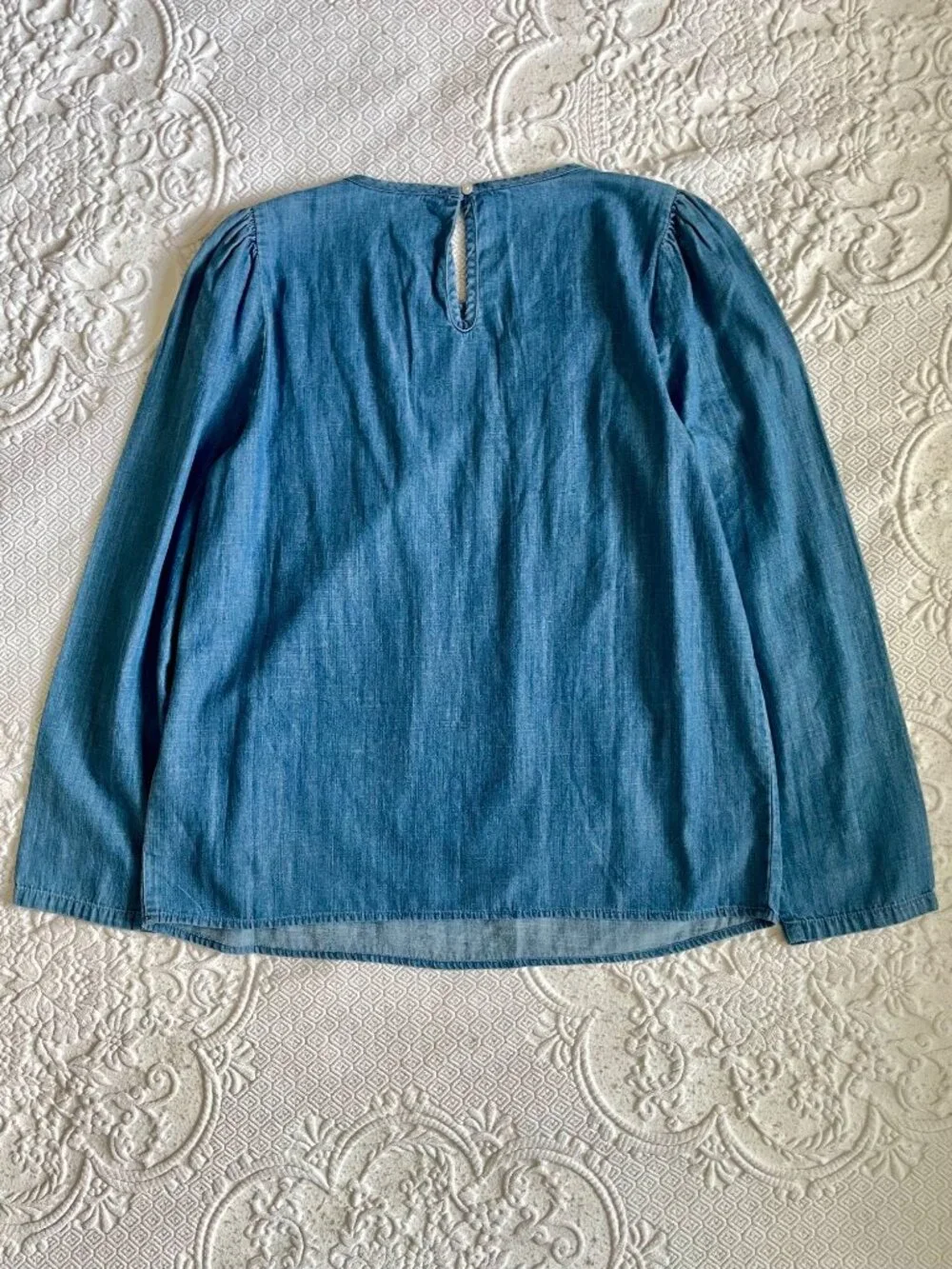 NWT J. Crew Cottage Chambray Puff-Sleeve Top Size Small